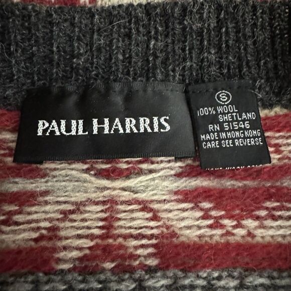 Paul Harris Shetland Wool Nordic Snowflake Button Up Cardigan Sweater Jacket - Picture 4 of 4